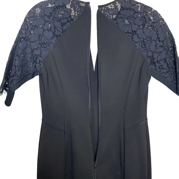 Rebecca Taylor Short Sleeve Fitted Dress with Lace Black Size 2 - Picture 4 of 9